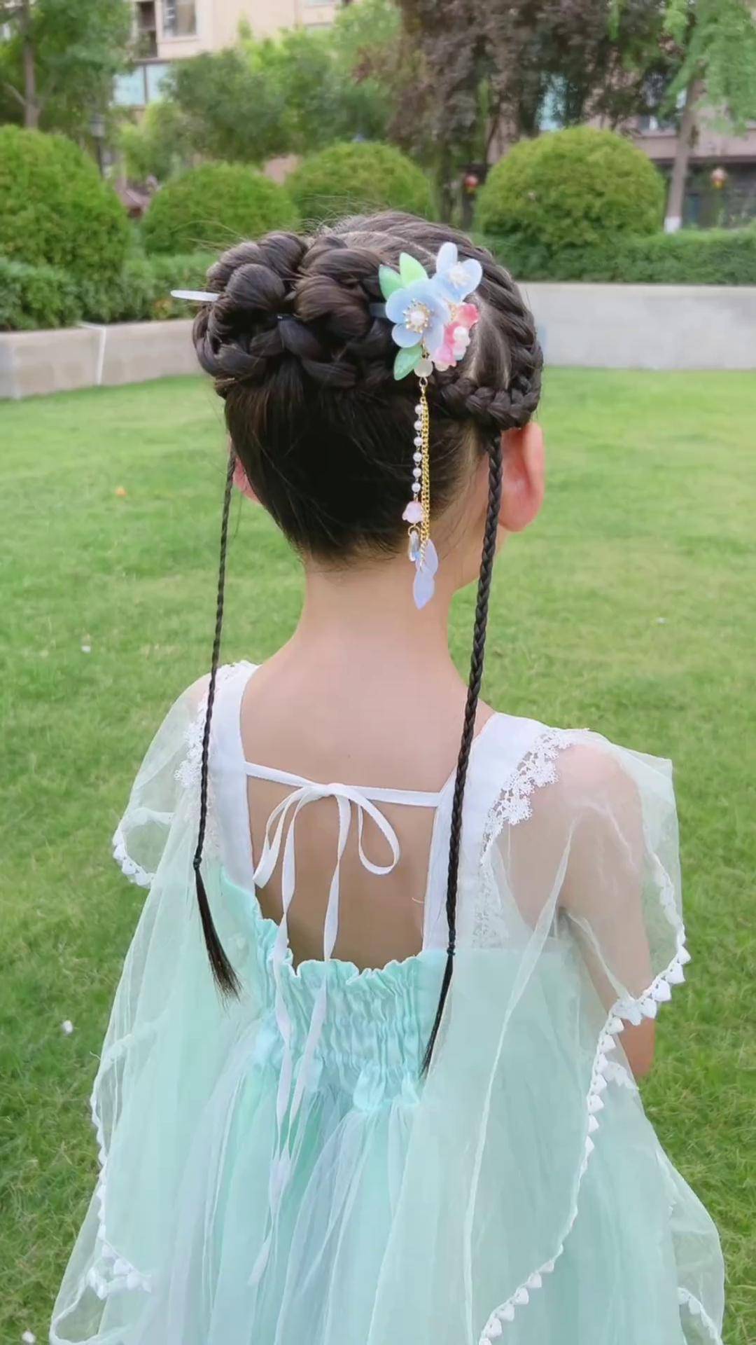 中秋节汉服发型汉服发型儿童编发编发教程中秋节生女儿就是用来打扮的