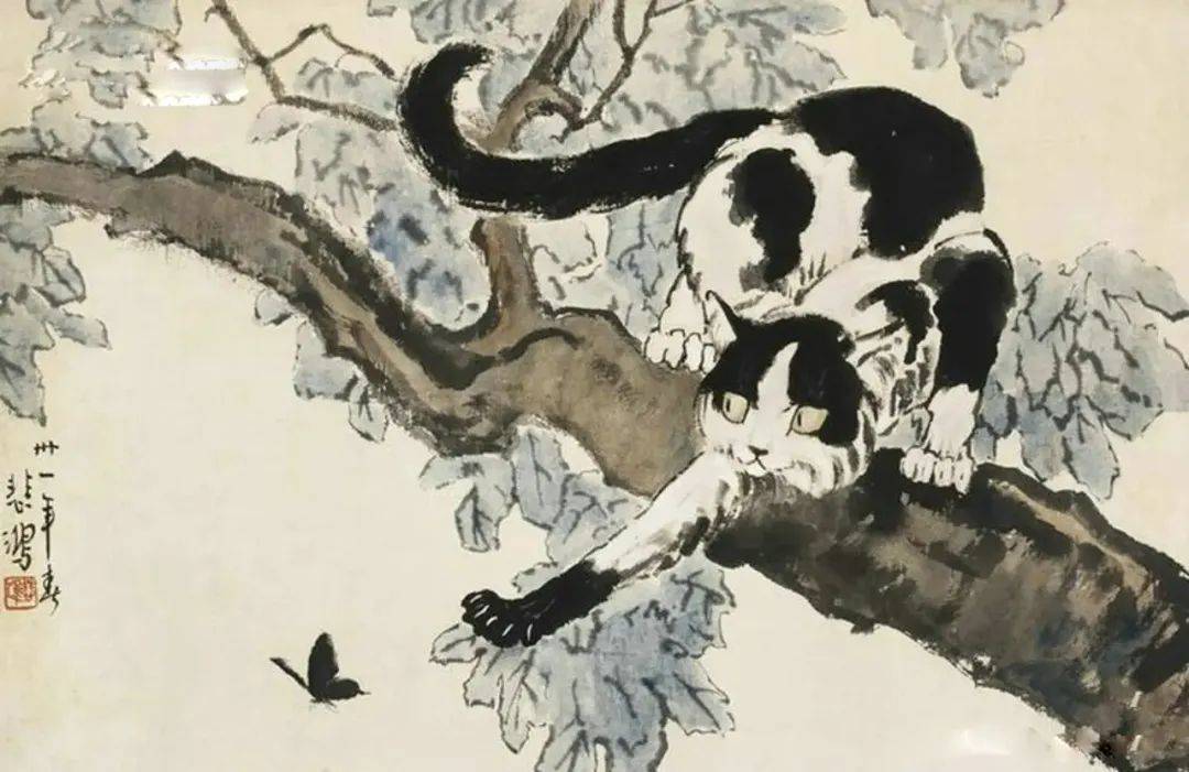 徐悲鸿画猫，简简几笔，生趣十足_搜狐网