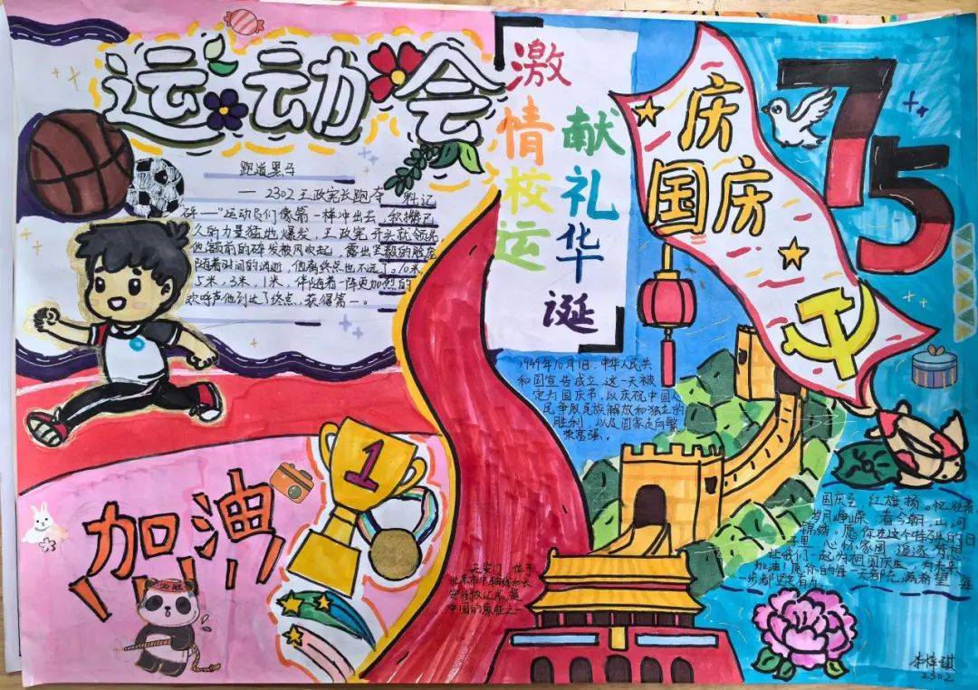 激情校运献礼华诞桂林市第十八中学初中部东环校区开展手抄报比赛