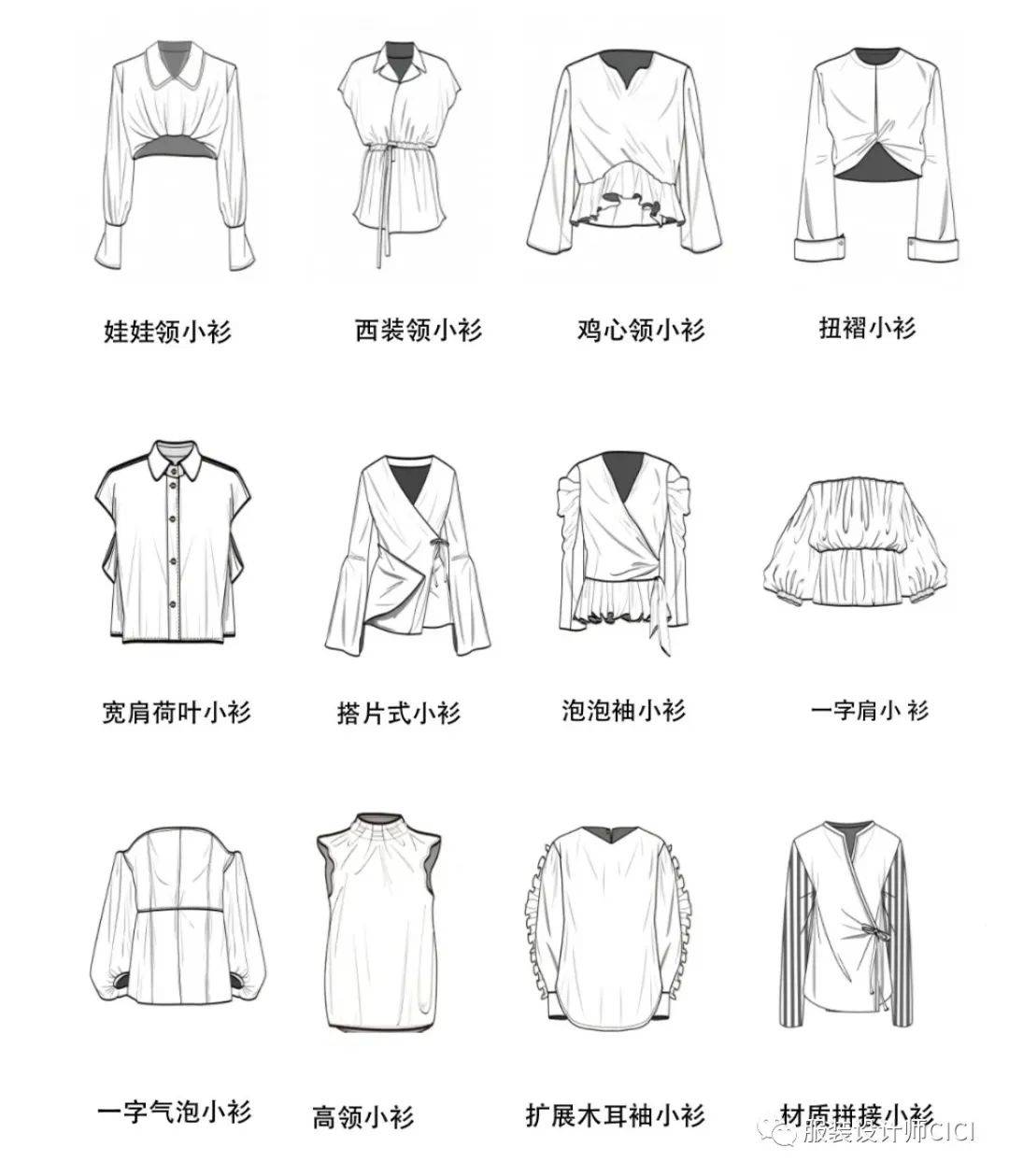 款式图合集 | 75款t恤 104款衬衫!_-mugler_女神_服装