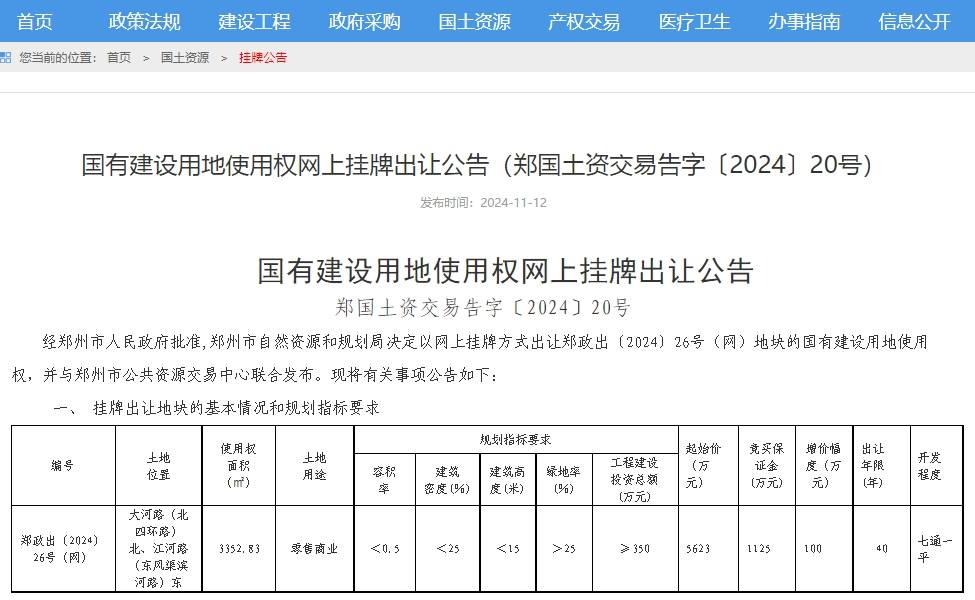 土地用途为零售商业.容积率<0.5,建筑高度<15,出让年限40年