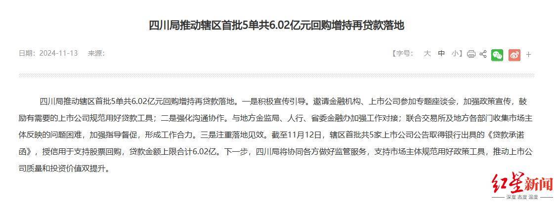 极米科技等四川首批5家上市公司获回购增持再贷款，上限合计6.02亿元