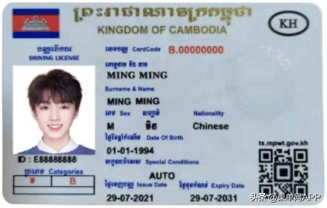 年期驾照样本对于在柬埔寨长期"扎根"的中国同胞来说,除了传统的护照