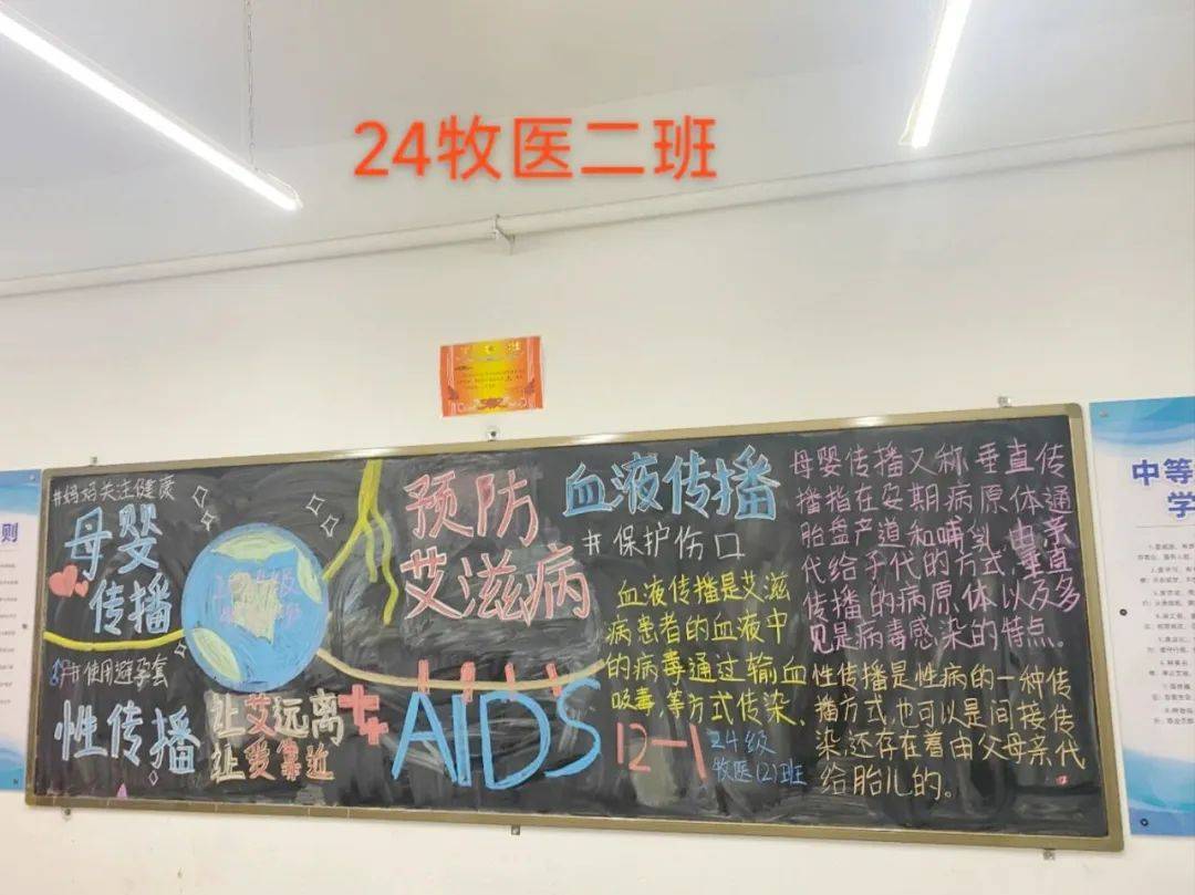 此次"防艾知识黑板报"活动,共计10个班级500余名学生参与,发放艾滋病