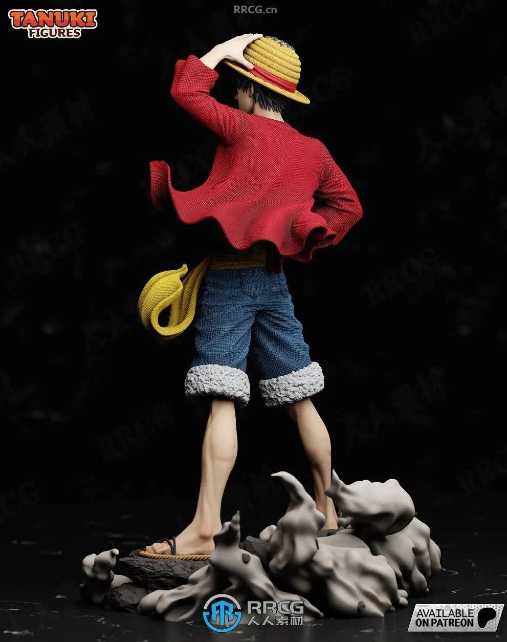 路飞luffy红衣黄帽《海贼王航海王》动漫角色雕刻手办3d打印模型