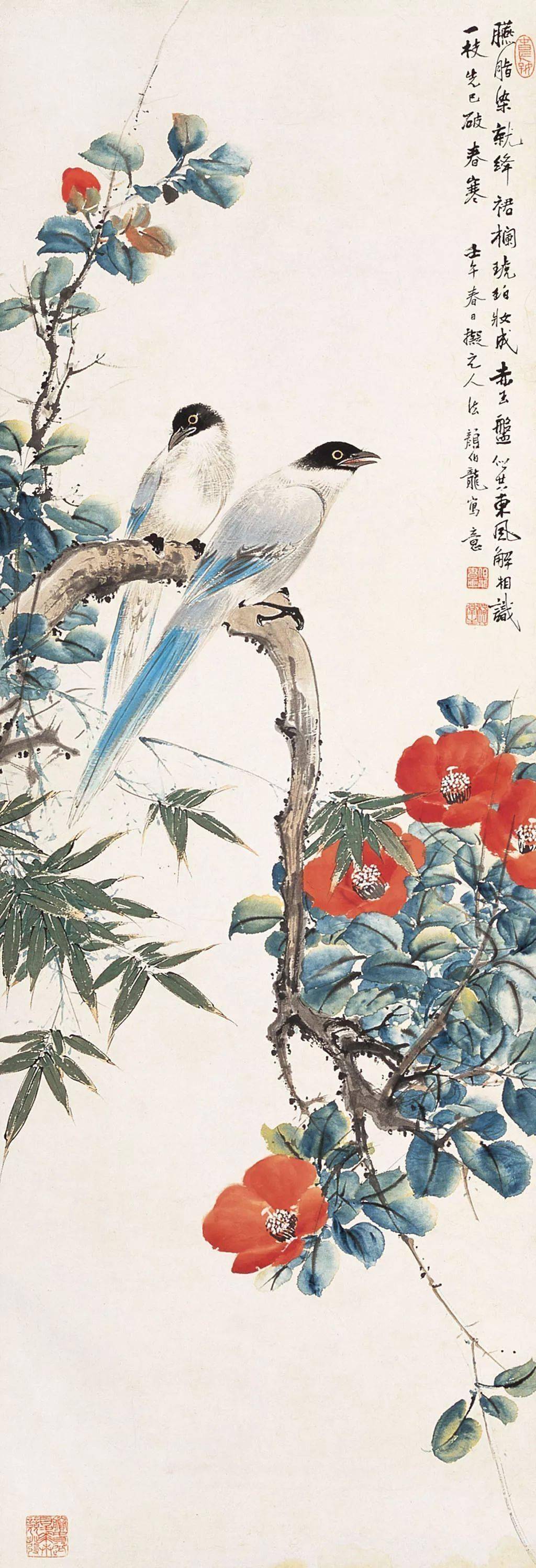 为了画出逼真的花鸟,他把自己想成花朵_颜伯龙_国画_民国时期