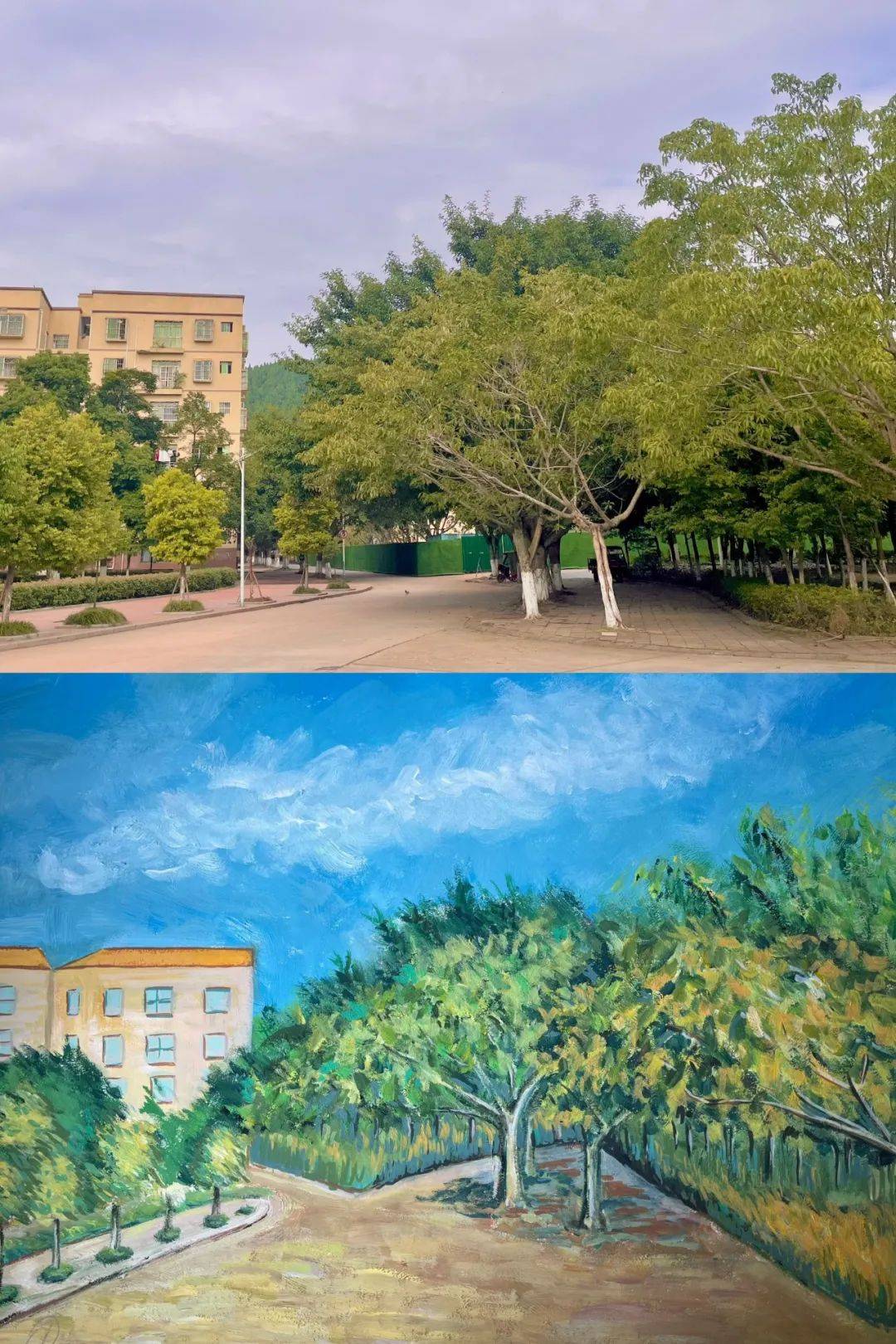 老师们通过此次"校园一角"风景写生,在感受自然之美的同时,加强了