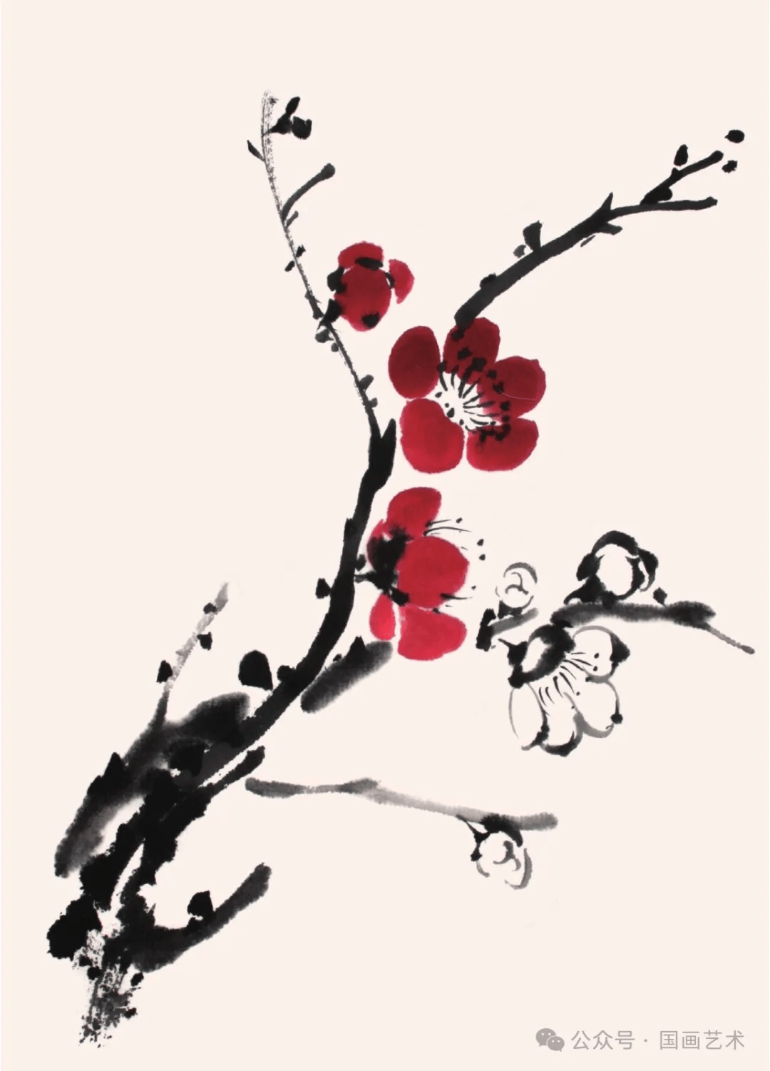轻松学国画:寥寥几笔,学画一枝梅花!