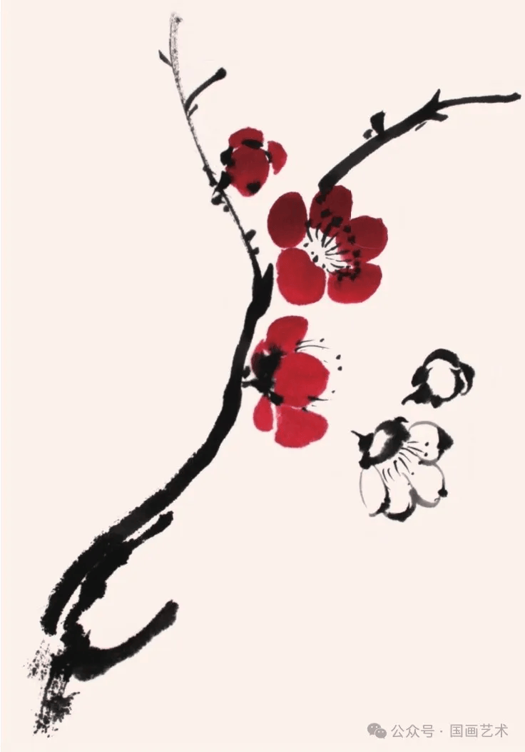 轻松学国画:寥寥几笔,学画一枝梅花!