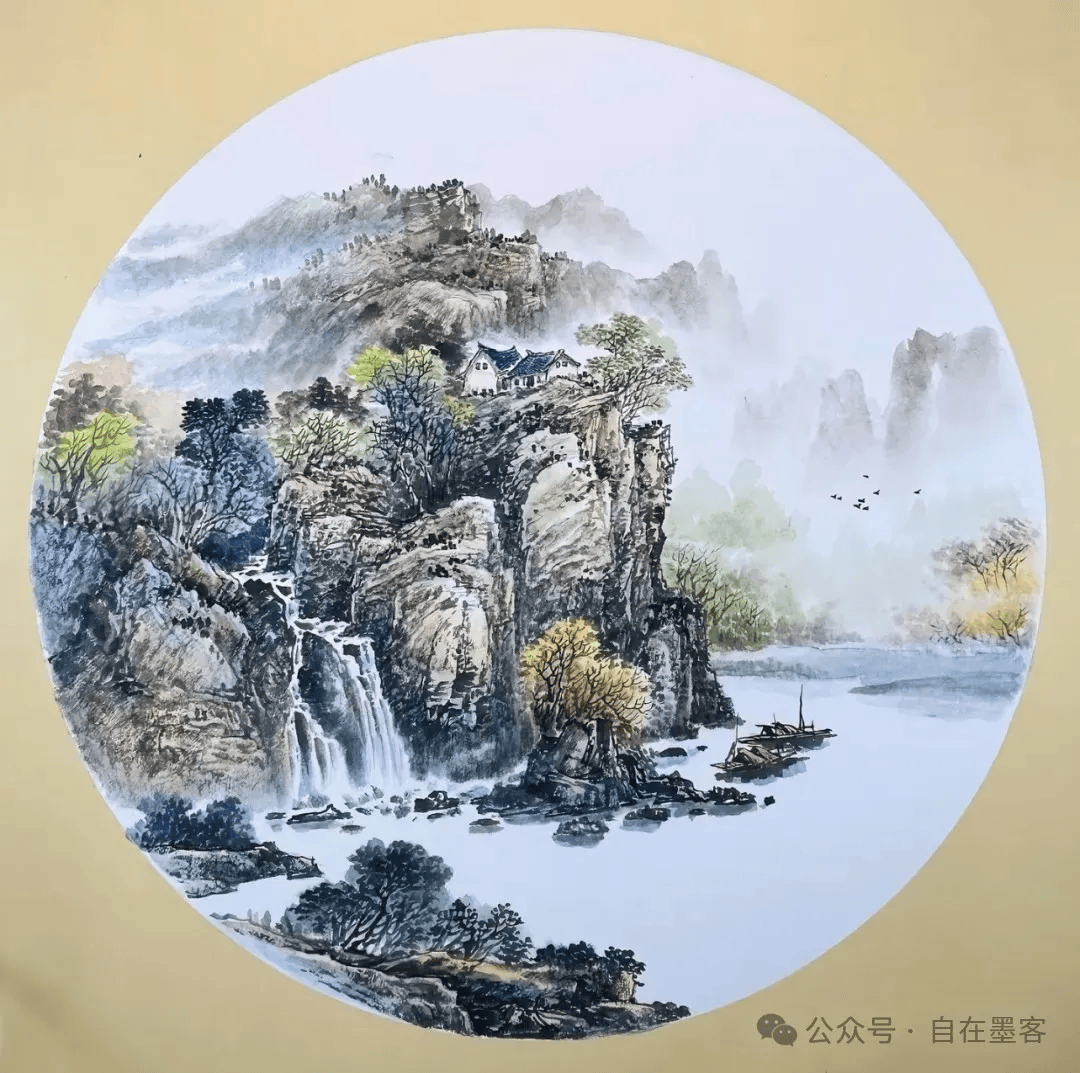写意水墨山水小品16图,山水相依,唯美!