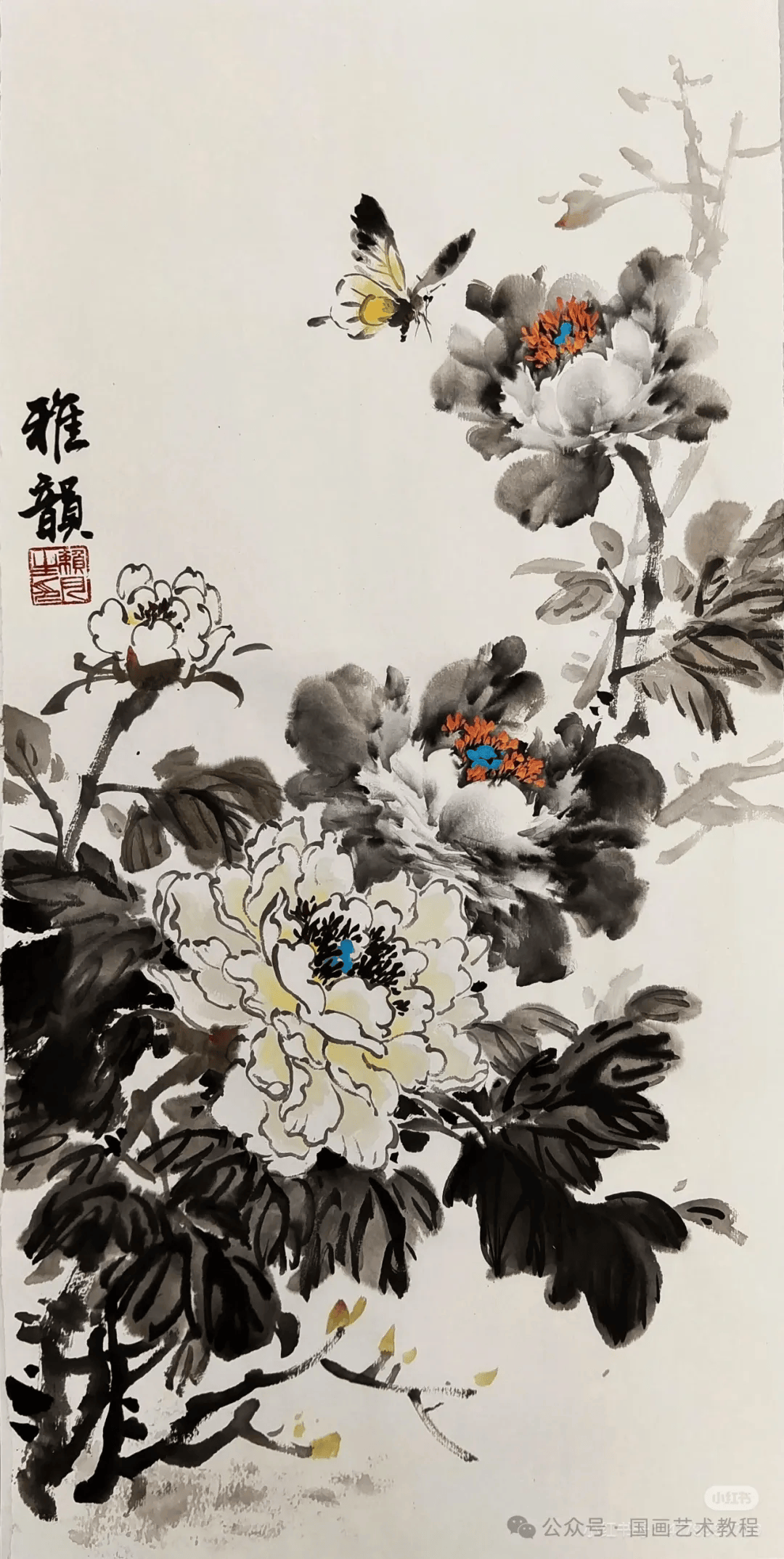 写意花鸟墨牡丹10图,天香国色!