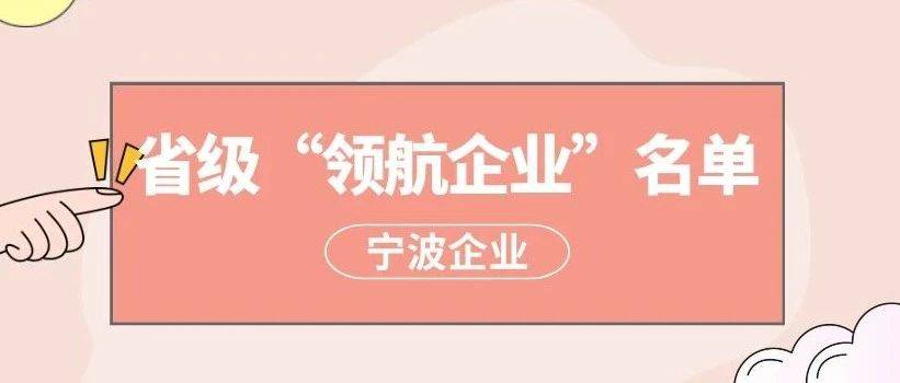 省级“领航企业”名单公布！宁波12家企业上榜