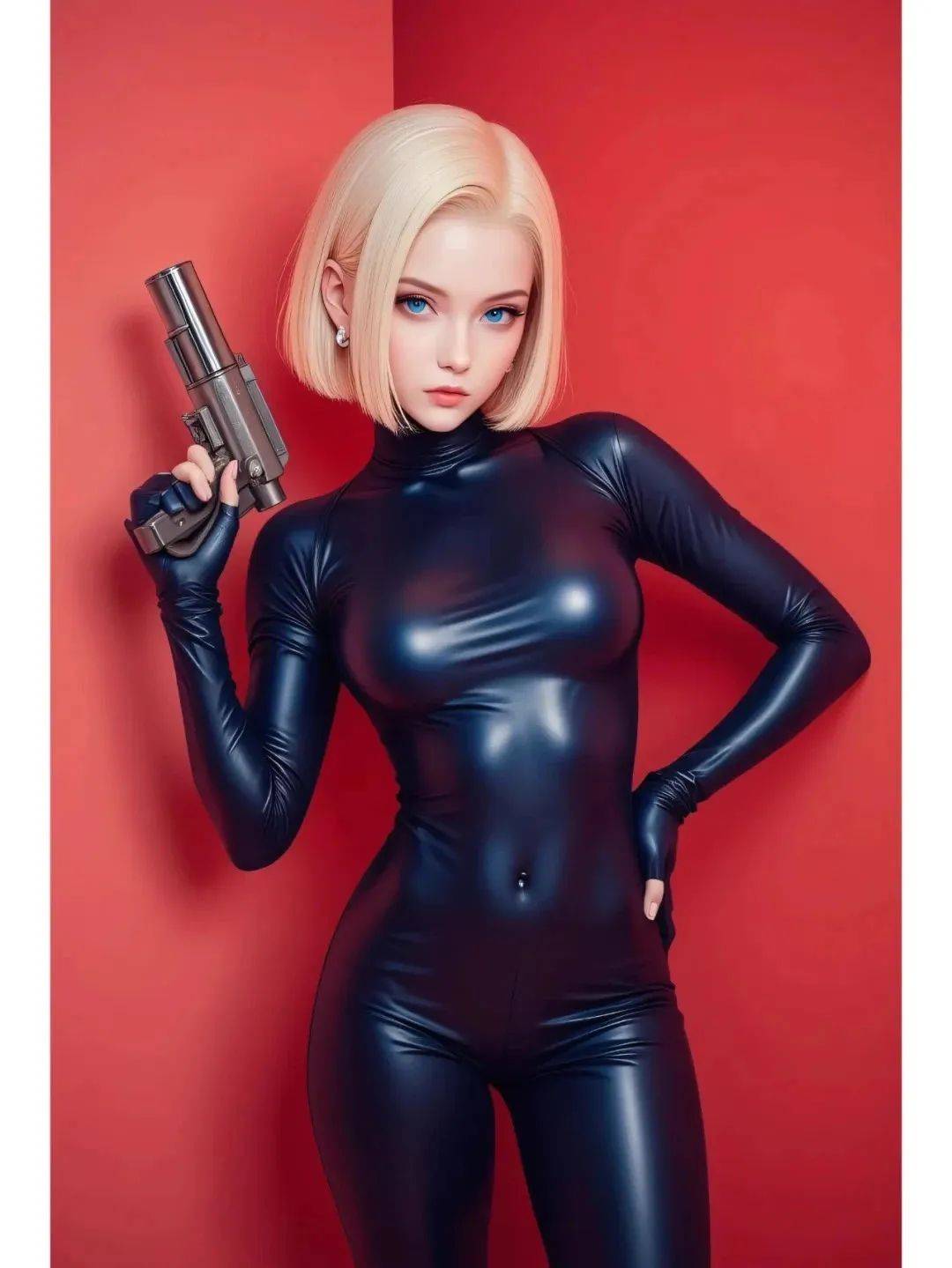 龙珠,性感18号,紧身黑胶衣,真羡慕克林这小子