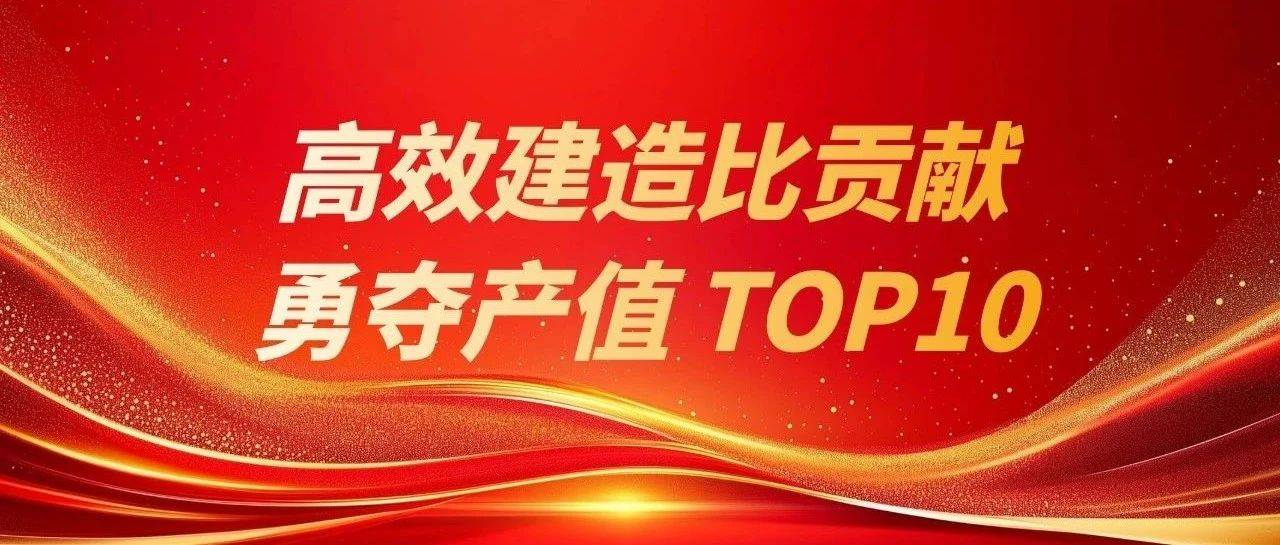 中国二十二冶“高效建造比贡献 勇夺产值TOP10”主题竞赛1月份产值TOP10榜单揭晓_项目_施工_工程量