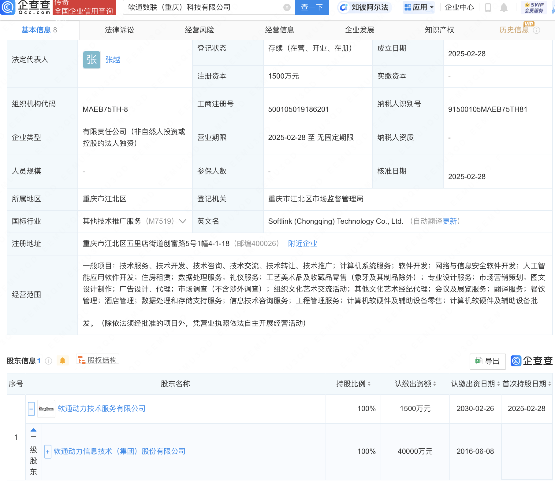 软通动力投资成立数联科技新公司