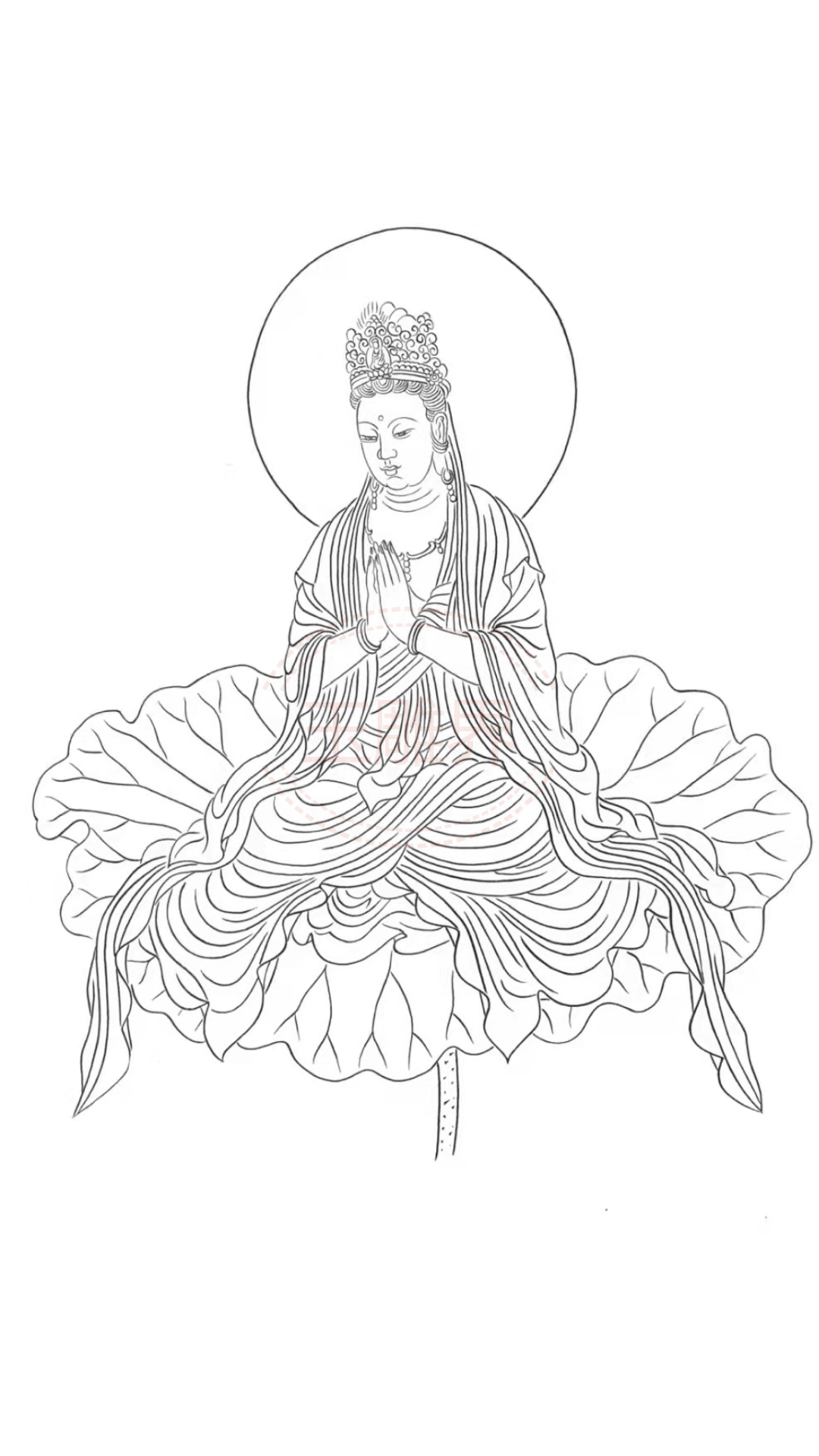 素材 | 一组观音白描高清画稿25图