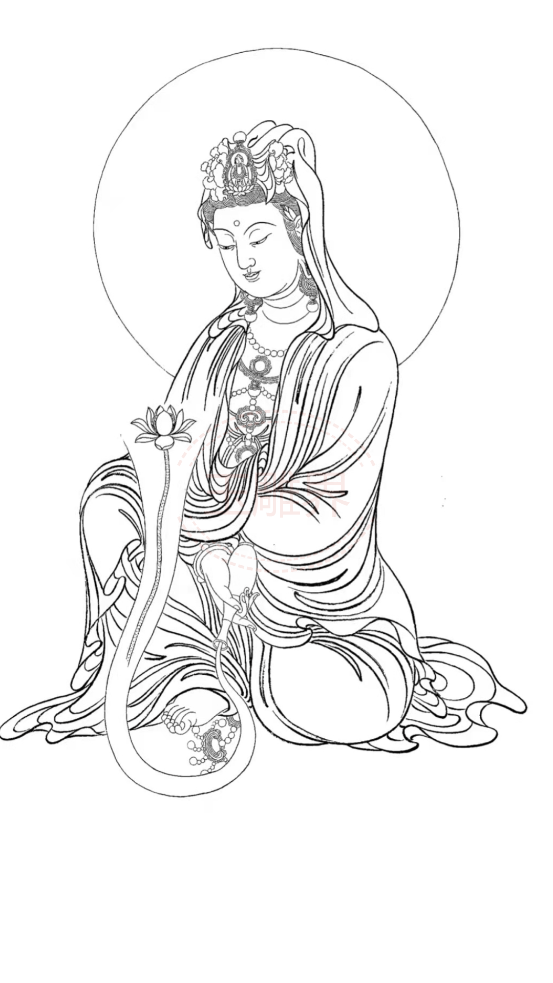 素材 | 一组观音白描高清画稿25图