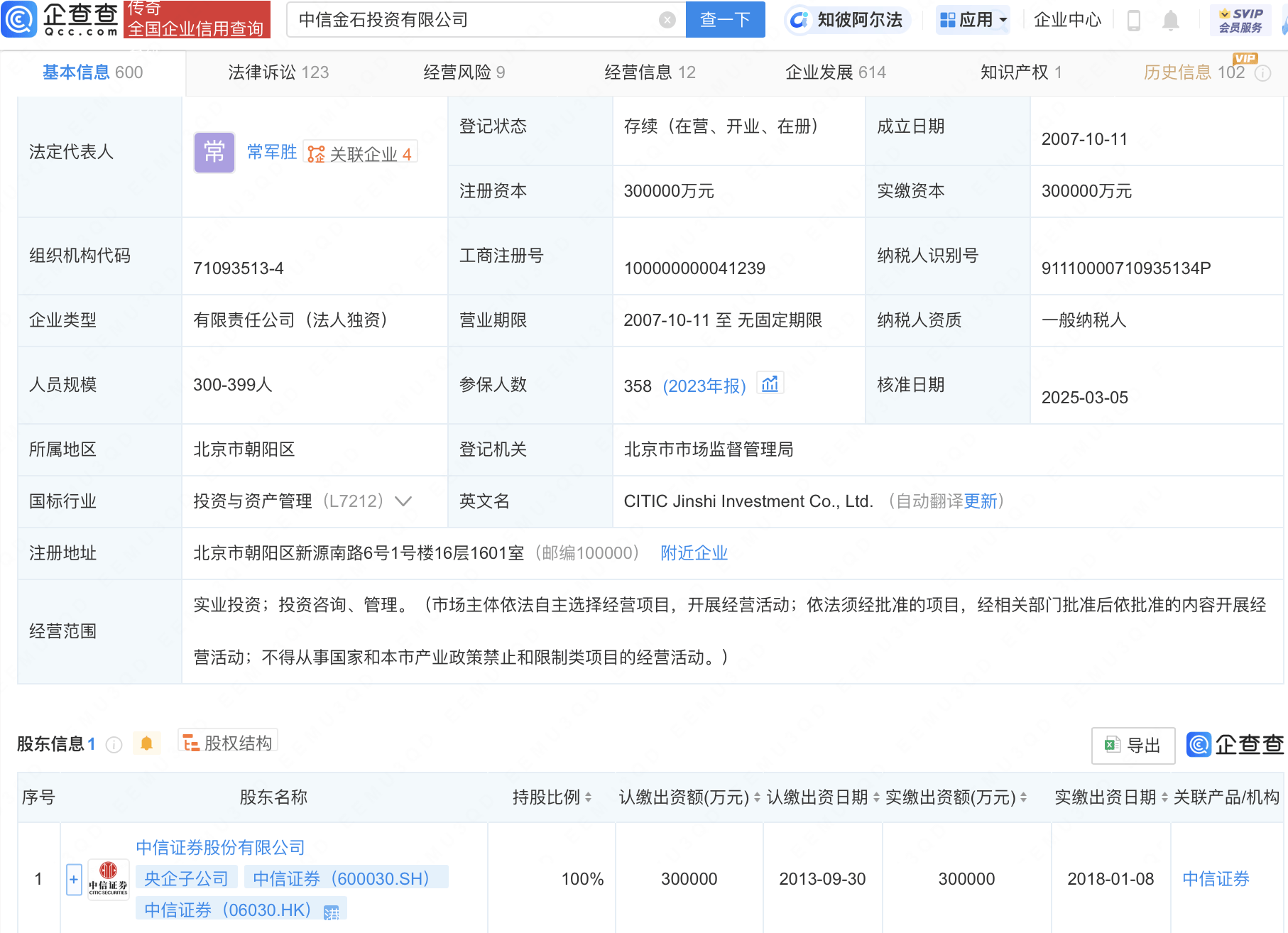 中信证券旗下金石投资公司更名