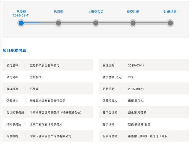 A股年内首个IPO来了 傲拓科技拟科创板募资7.79亿元