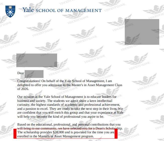 2025 vh offer | 如期而至！vh学员连续五年拿下耶鲁大学资产管理项目offer！！共收
