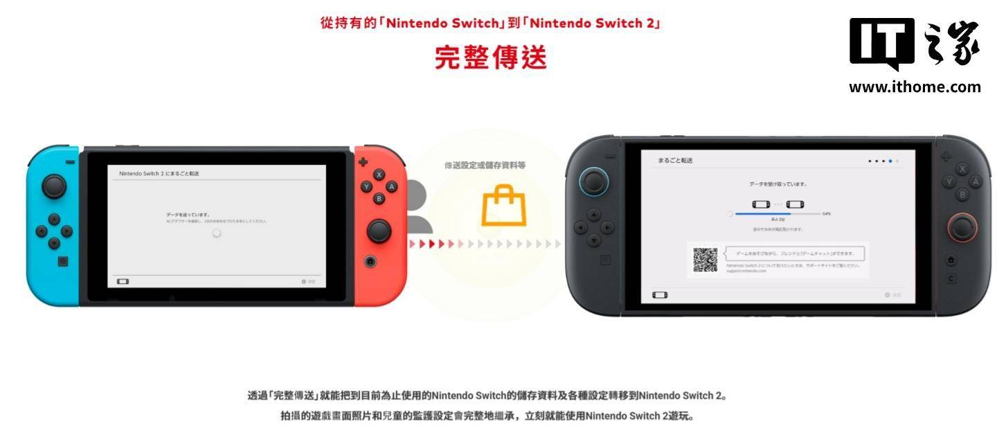 任天堂 Switch 存储资料及设定可“完整传送”至 Switch 2