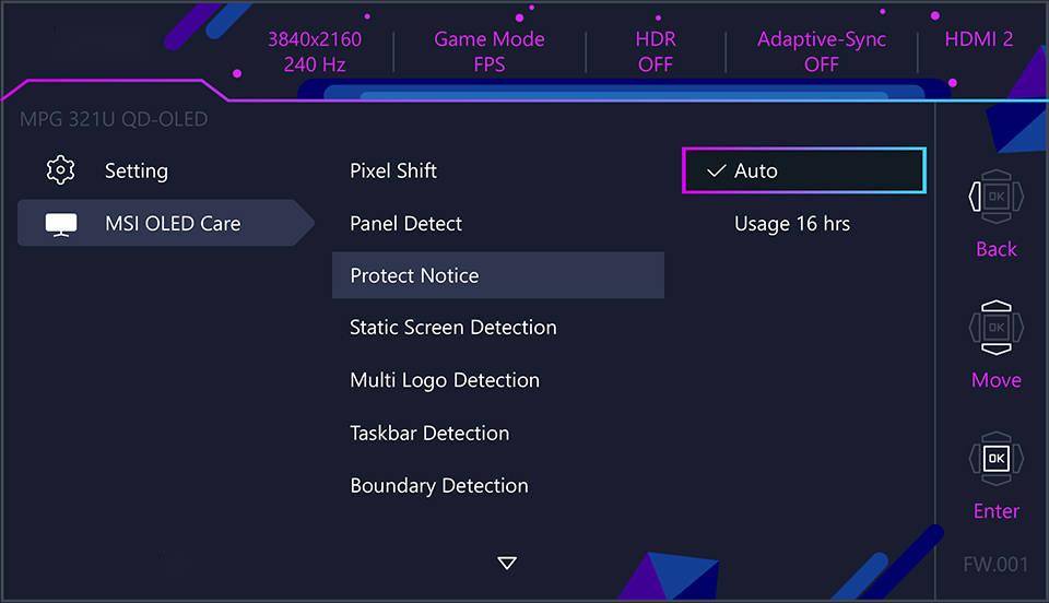 微星调整显示器 OLED Care 2.0：强制像素刷新间隔延至 24 小时