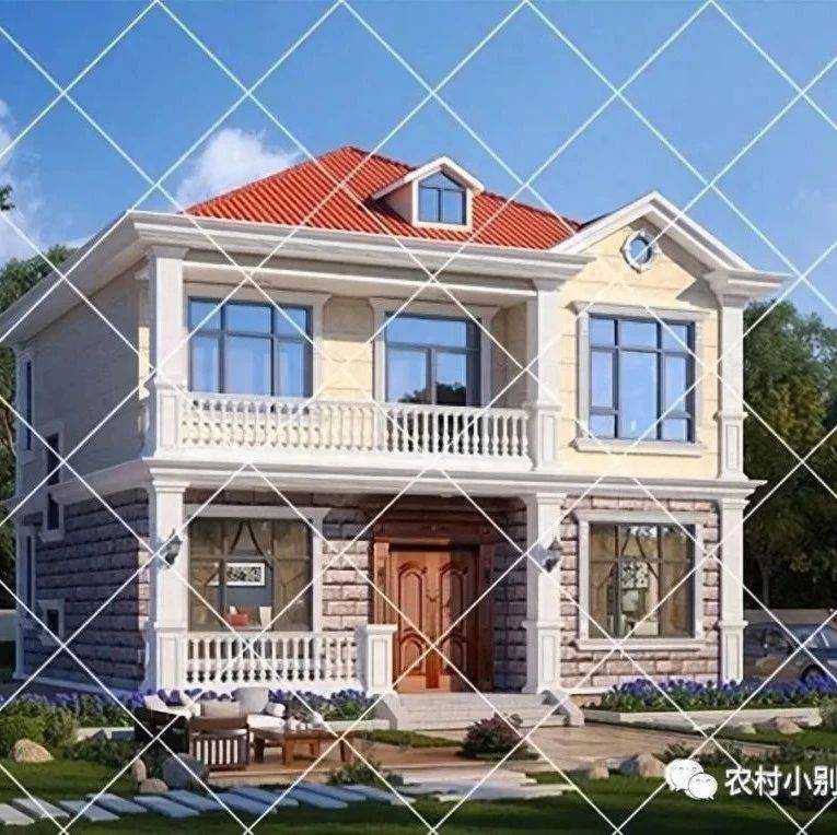 全村模仿爆款户型!15套占地100平二层乡村小别墅自建房设计效果图纸_农村_房子_信号