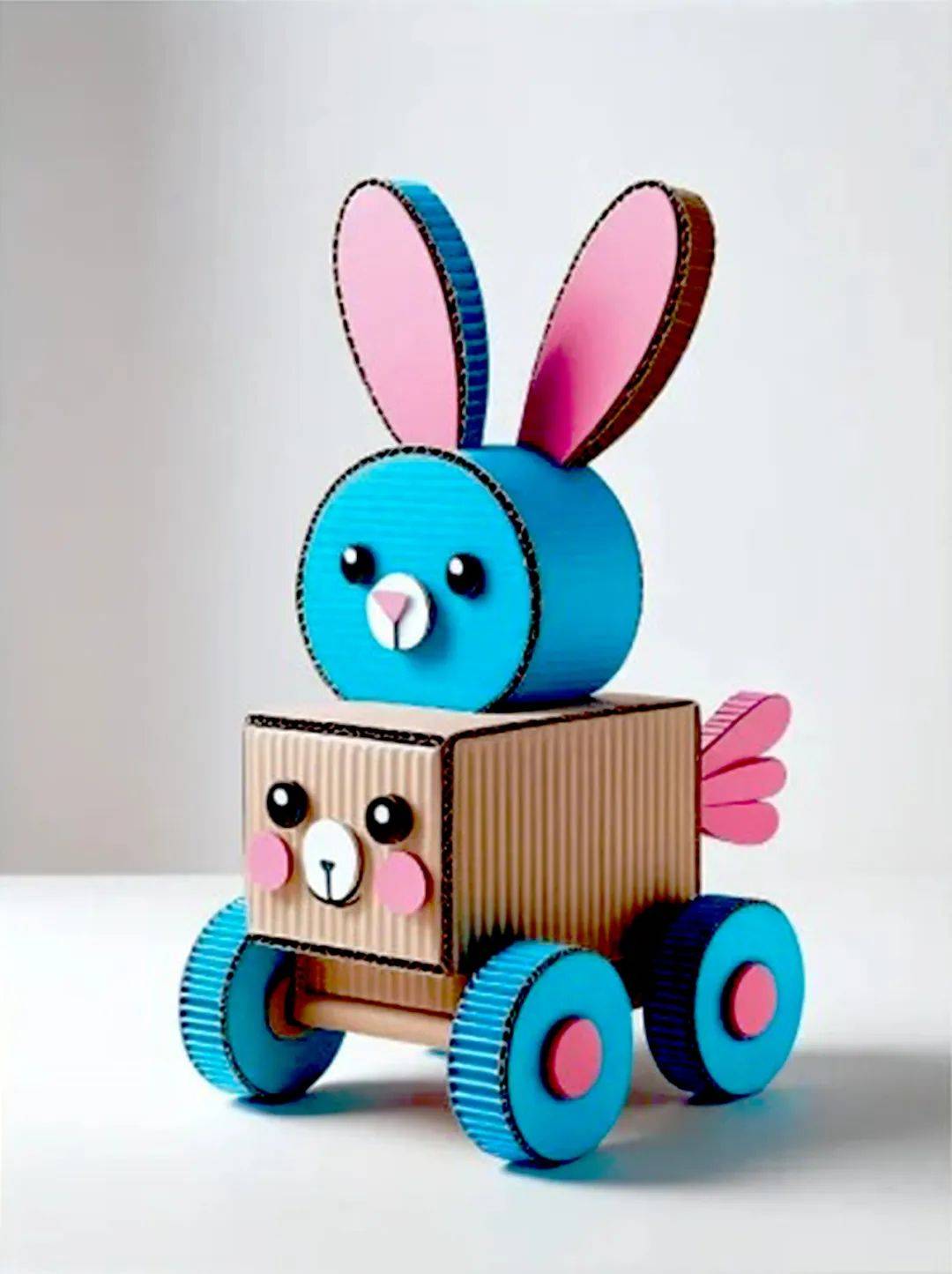 六一儿童节手工,废纸箱不要扔, 用它来做玩具兔子