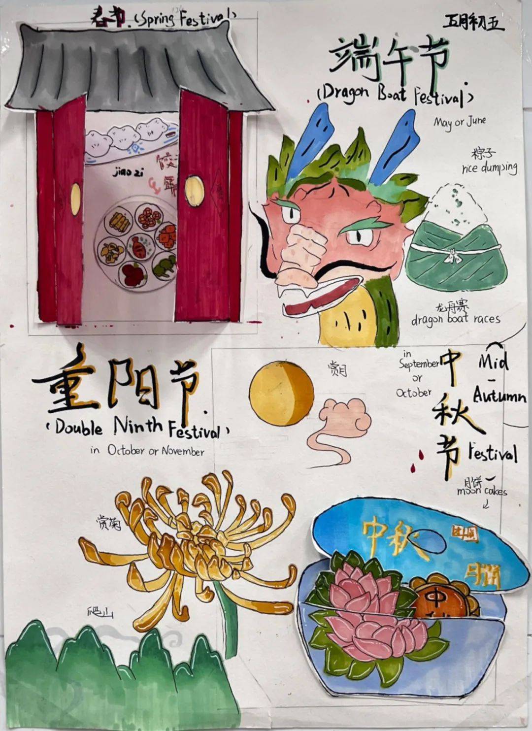 在这次活动中同学们用英语解锁了春节的红包祝福中秋的月光诗篇
