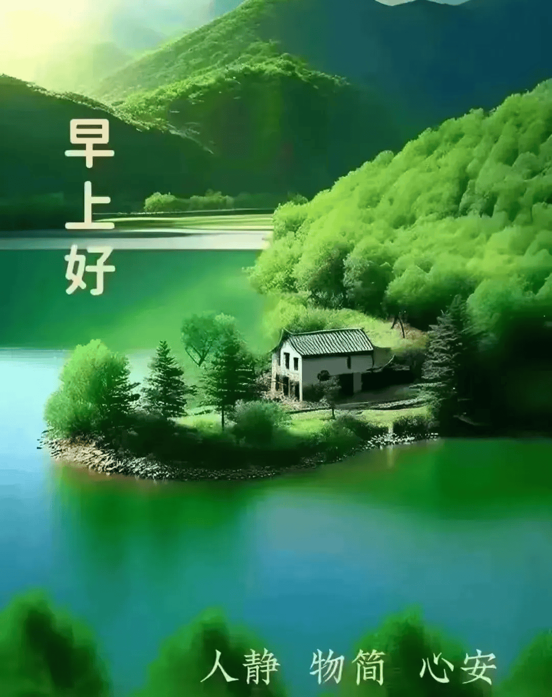 早安唯美图片早上好祝福语:晨安吉祥!