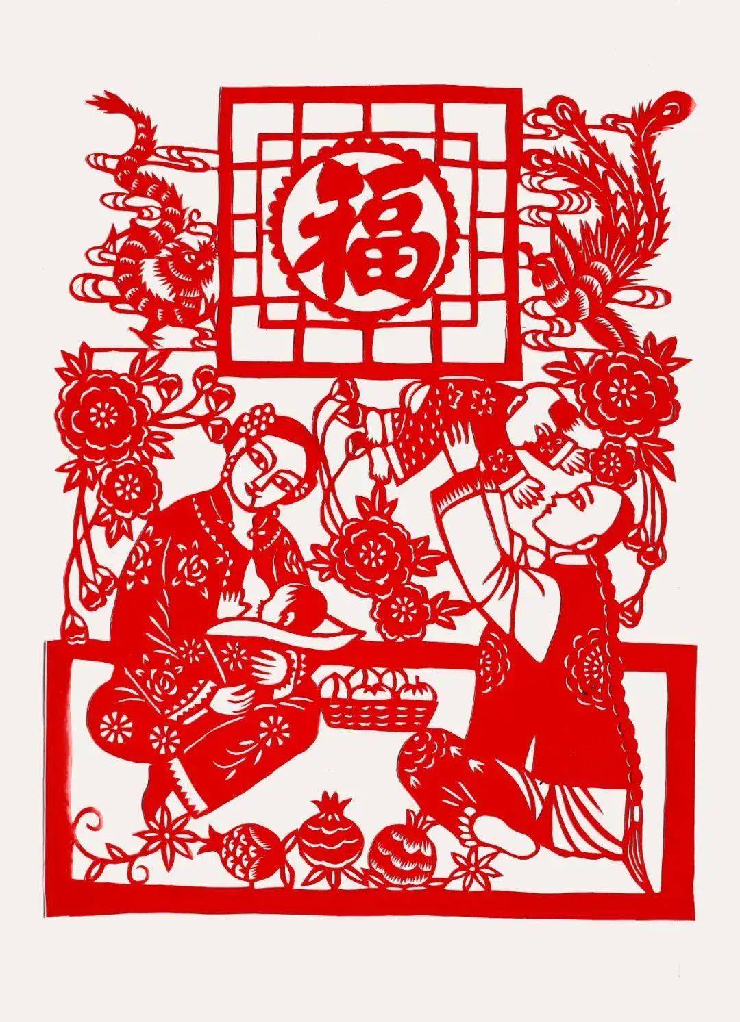 作品赏析:吉林董秀艳老师创作的东北民俗剪纸系列,用简单的线条和鲜艳