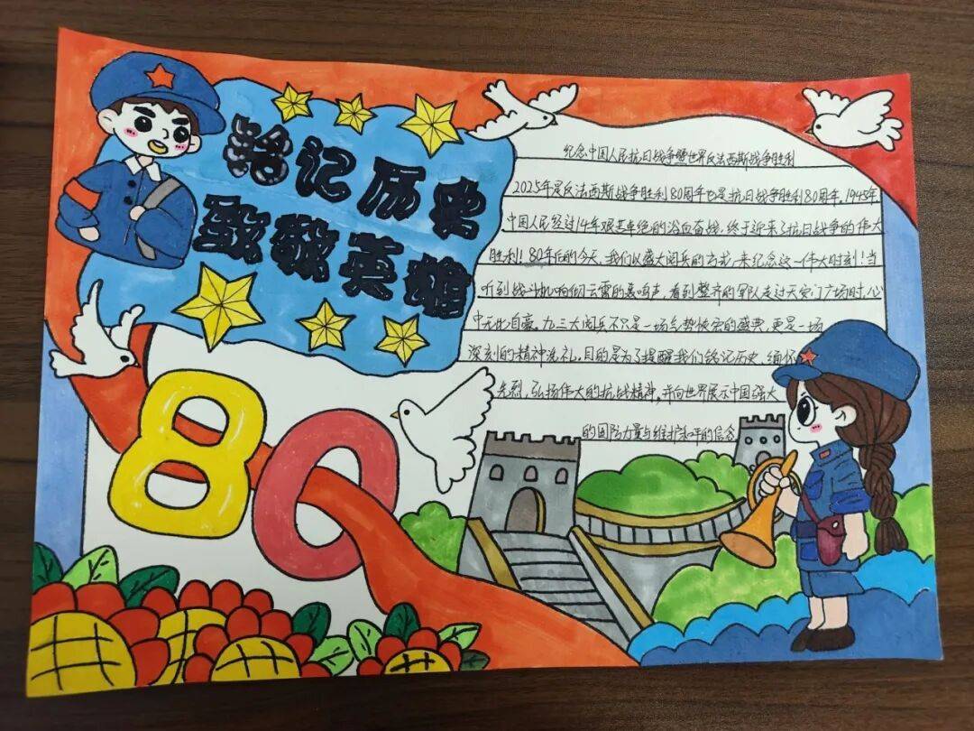 并开展以"缅怀历史·牢记使命"为主题的爱国主义手抄报评比活动