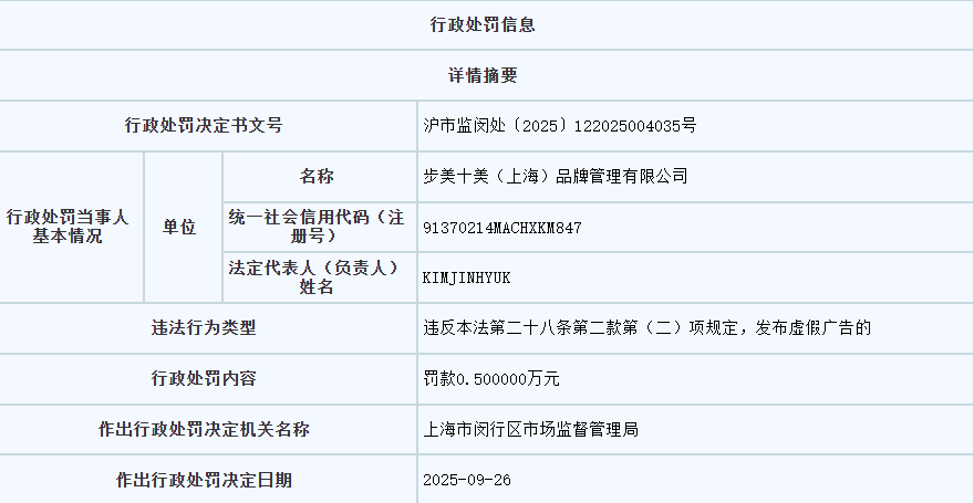 BMSMILE子公司步美十美被处罚:旗下多款产品涉嫌虚假宣传(图1)