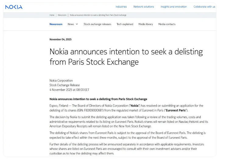 太突然！诺基亚宣布退市