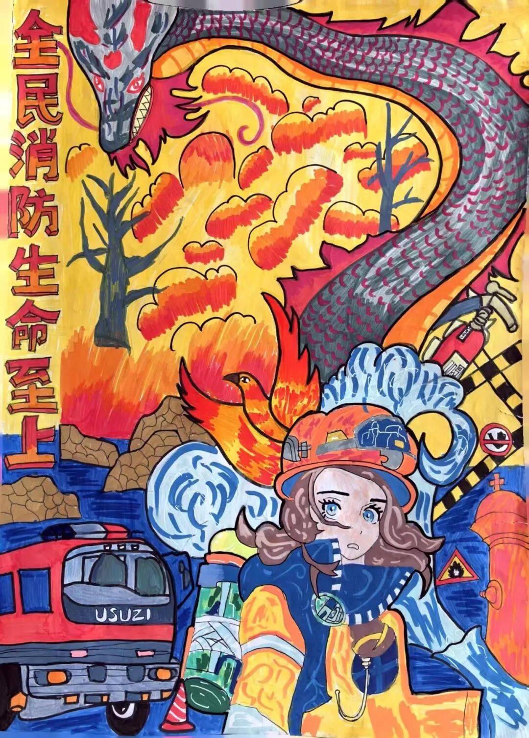 海西州第三届中小学消防主题绘画作品评比展获奖名单