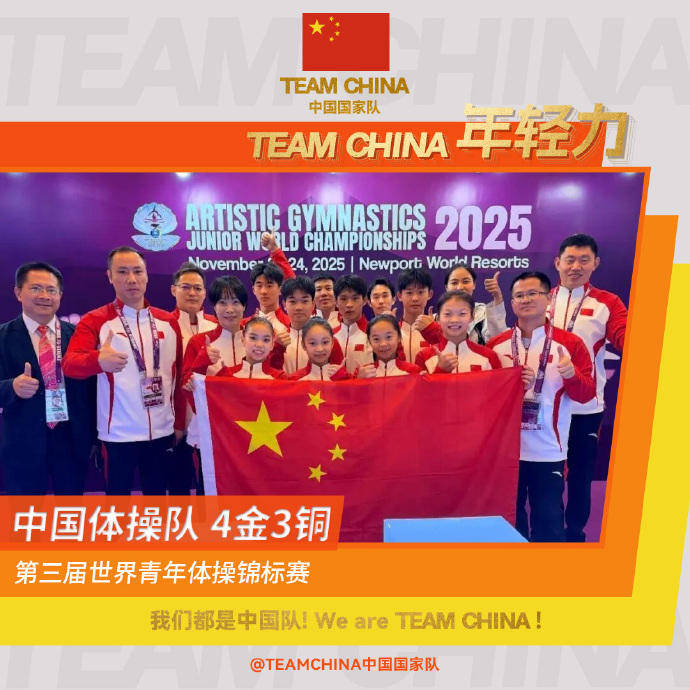 祝贺！体操世青赛中国队获4金3铜，位列金牌榜首位