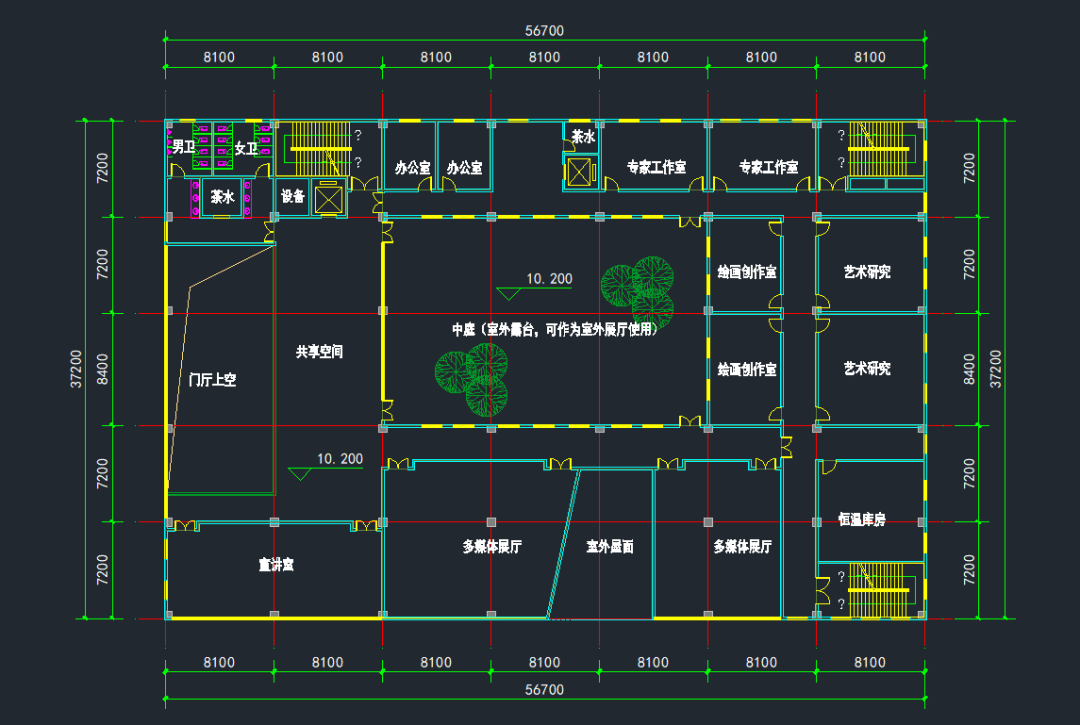 美术馆平面图cad布置