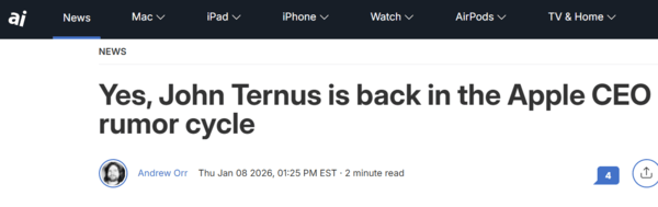 后库克时代谁主苹果？ “硬件掌门”约翰·特努斯呼声最高