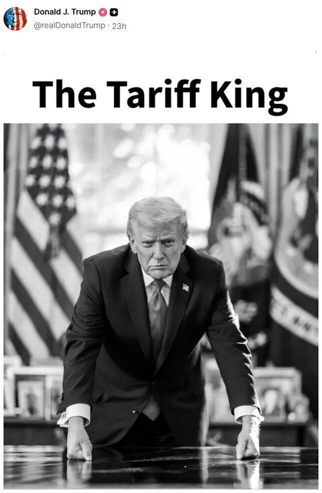 特朗普发黑白照：我是关税之王！他威胁欧洲多国：得不到格陵兰岛，就征关税；欧洲议会议员呼吁：用反胁迫工具回应 -华闻时空