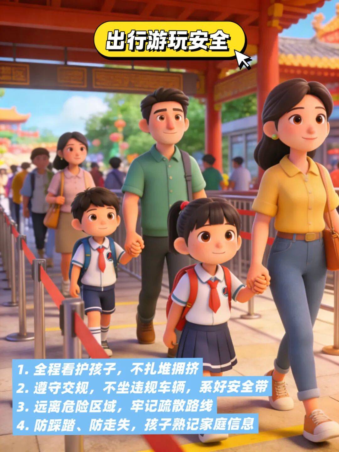 带孩子参与活动外出游玩时务必全程做好监护遵守公共场所秩序不