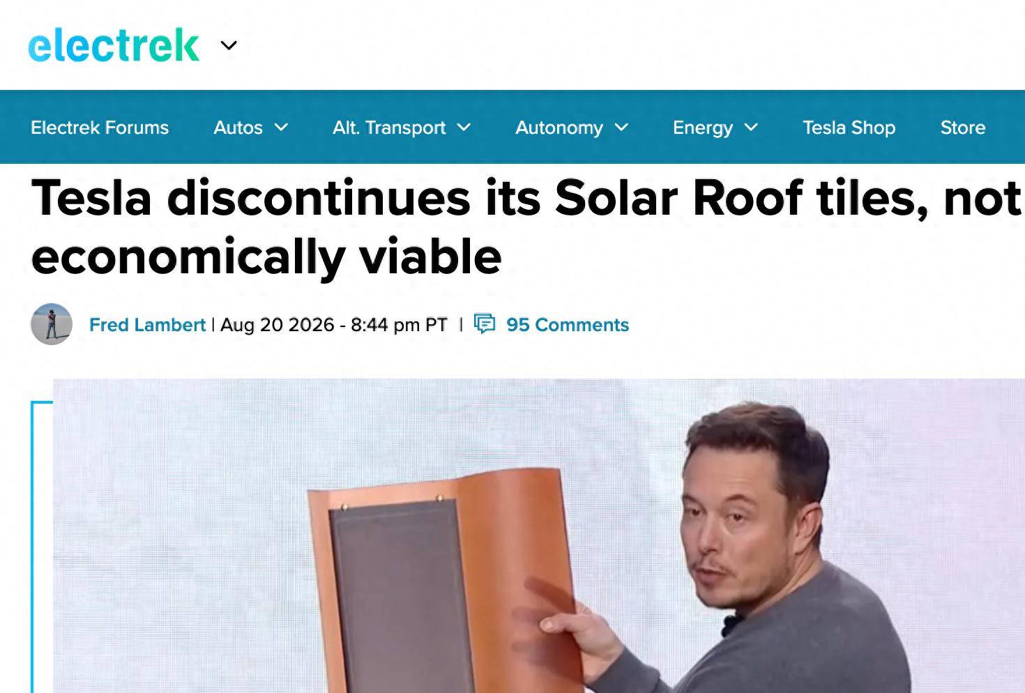 消息称特斯拉正式停产Solar Roof太阳能屋顶瓦片 财务可行性不足成主因
