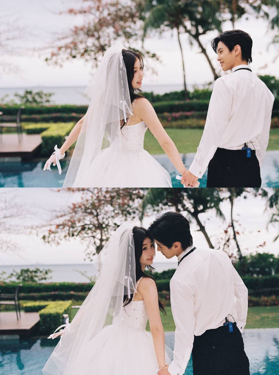 虞书欣何与晒婚纱照cp感拉满 亲昵贴贴画面养眼
